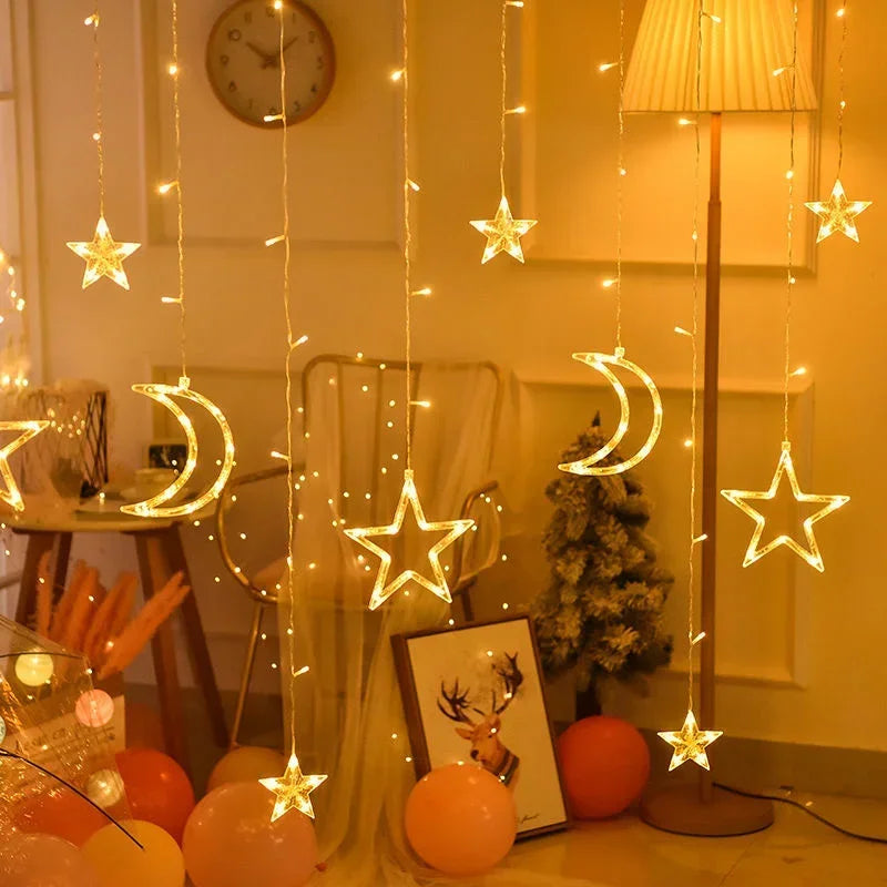 Ramadan Star and Moon Led Curtain Lights