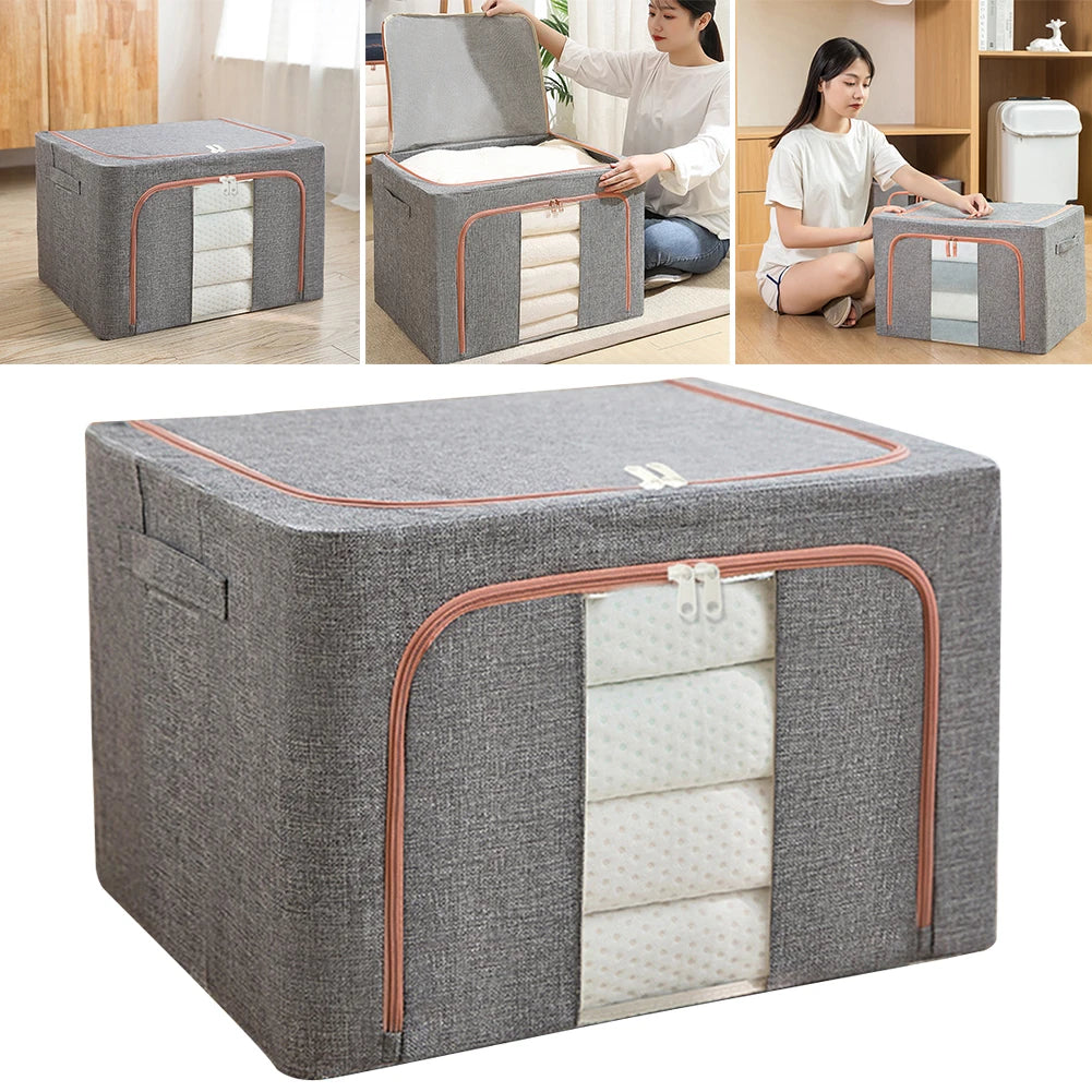 Stackable Foldable Clothes Storage Box with Zipper