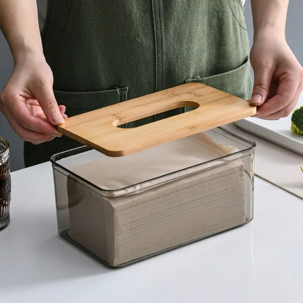 Japanese Style Wooden Lid Napkin Tissue Box