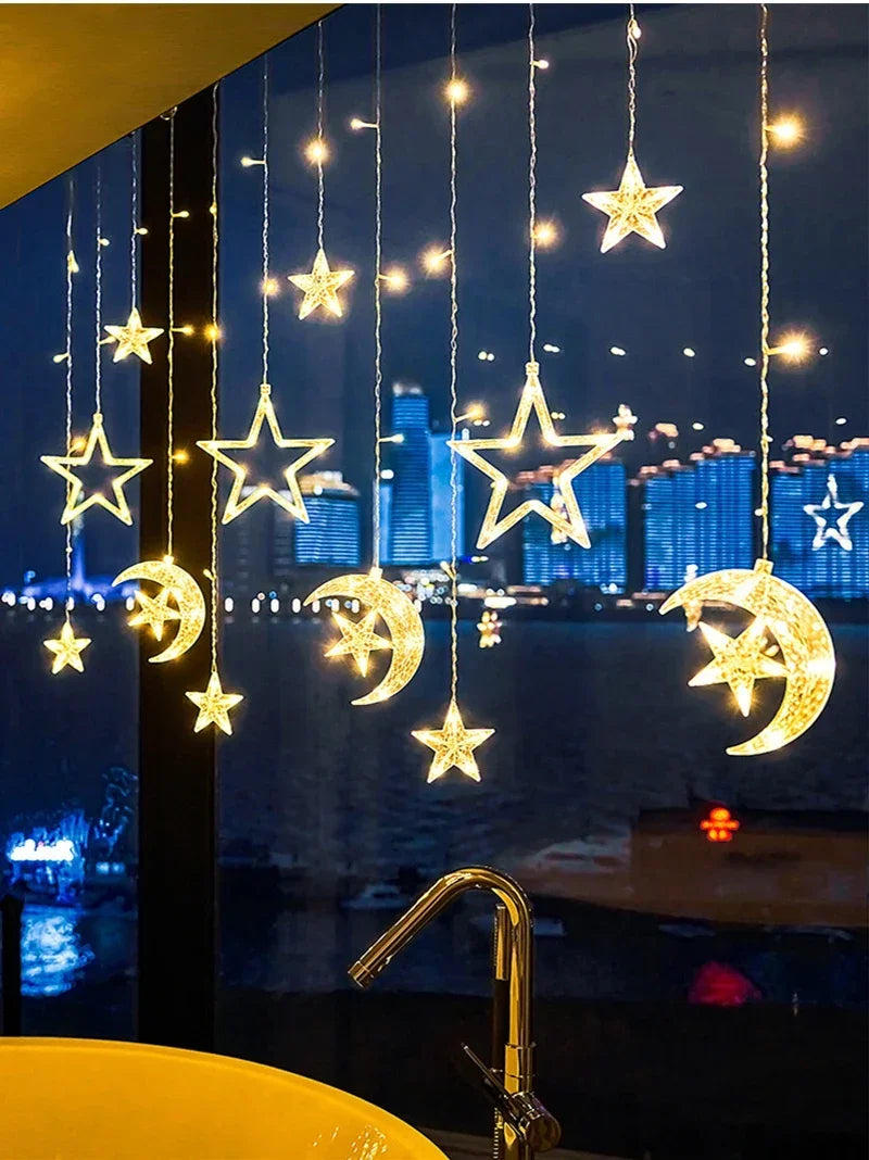 Ramadan Star and Moon Led Curtain Lights