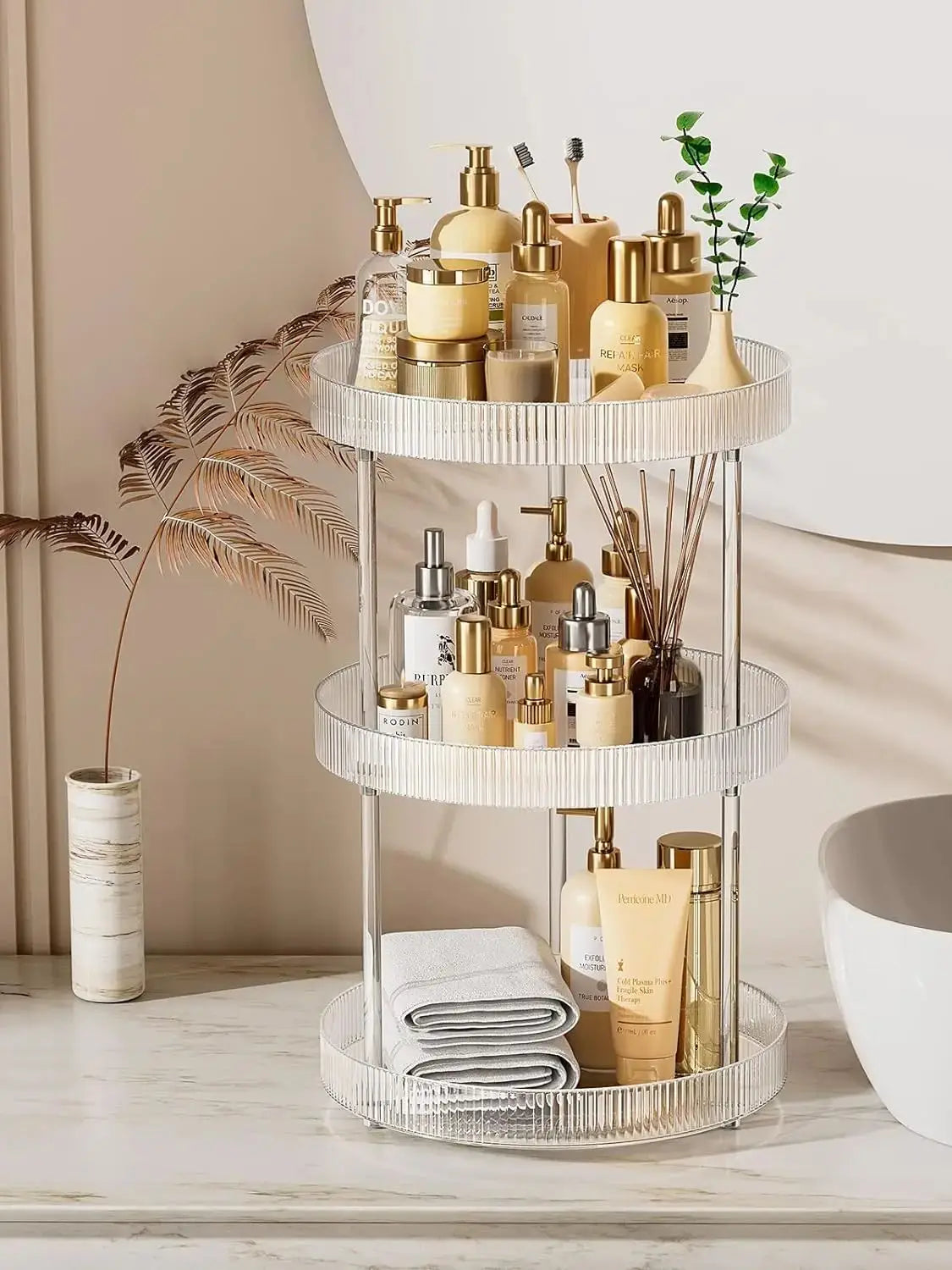 Acrylic makeup rotating storage organizer