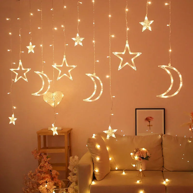 Ramadan Star and Moon Led Curtain Lights