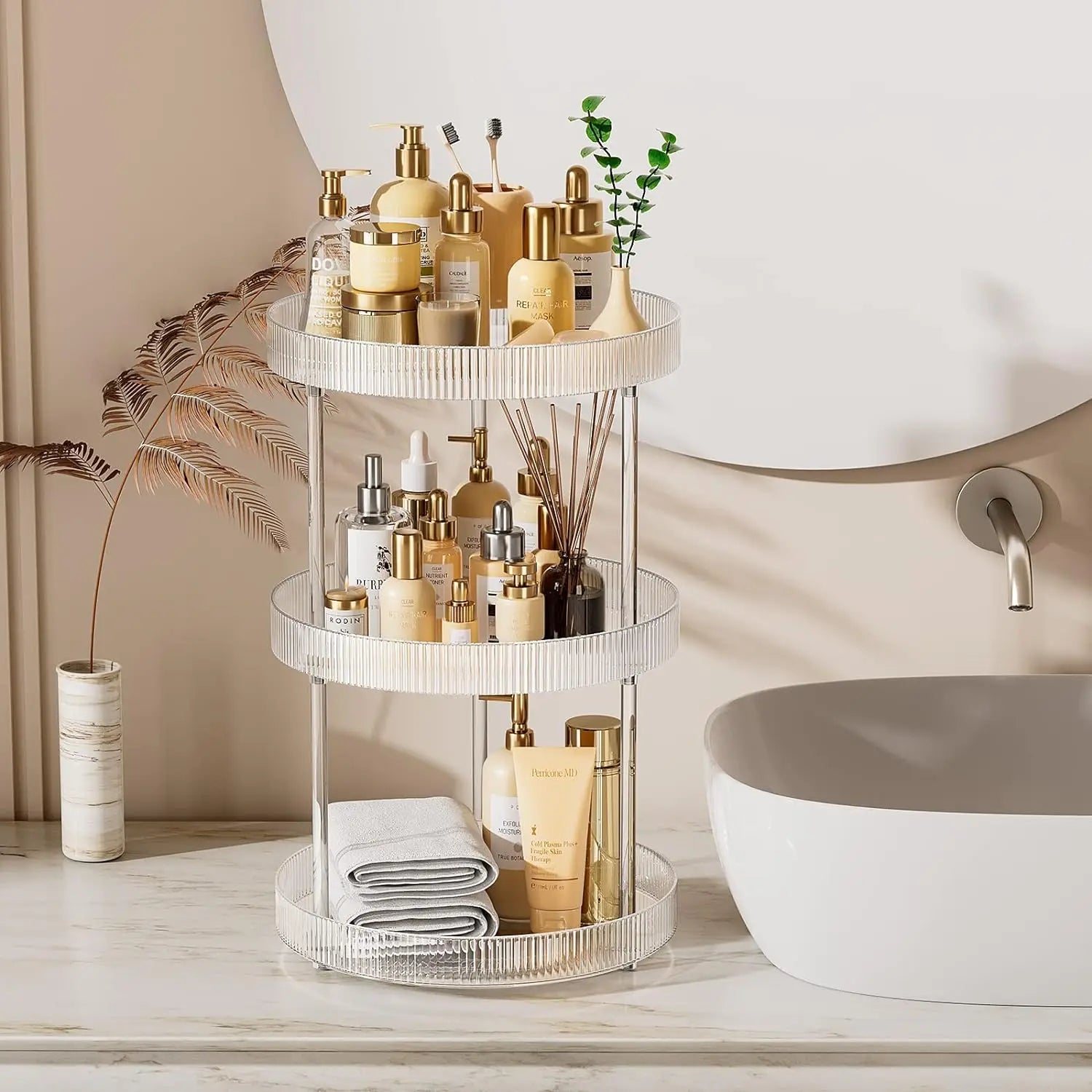 Acrylic makeup rotating storage organizer