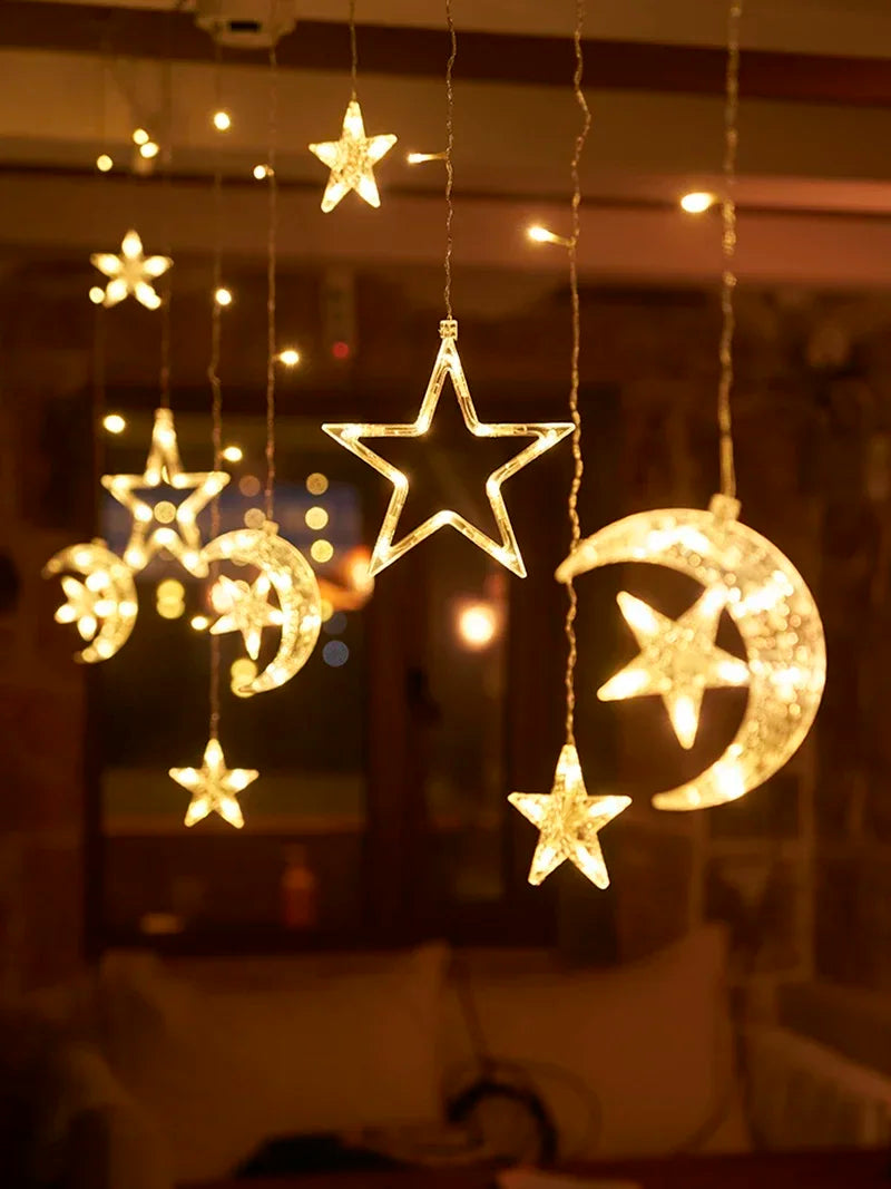 Ramadan Star and Moon Led Curtain Lights