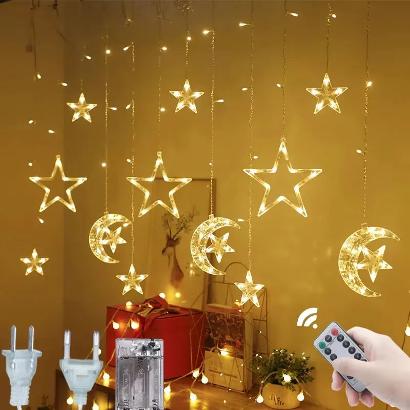 Ramadan Star and Moon Led Curtain Lights